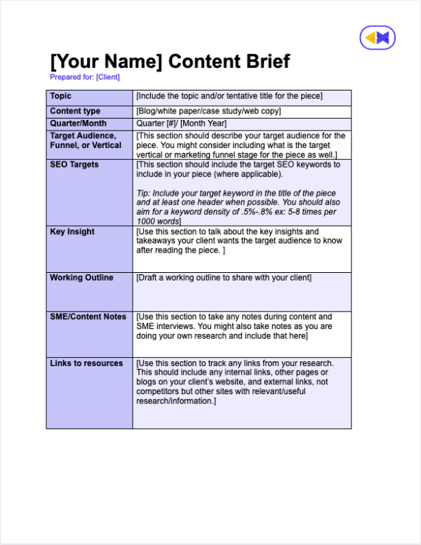 Image of Content Brief Template